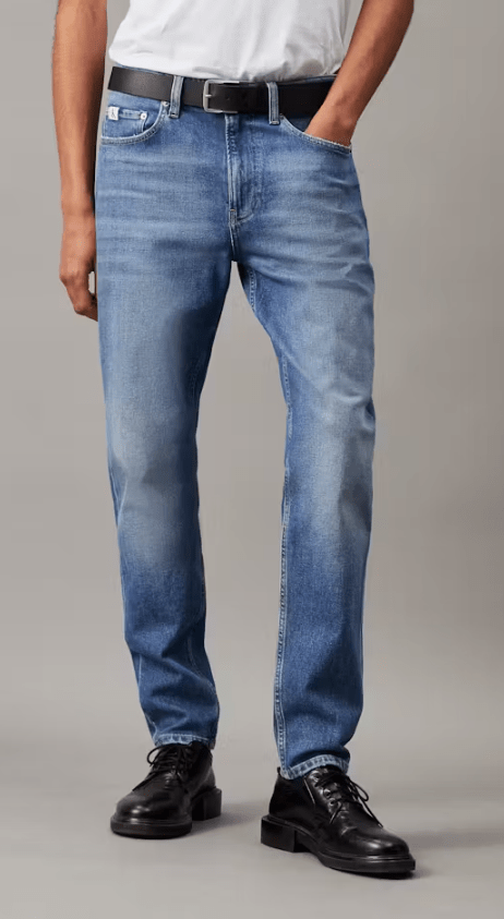 Load image into Gallery viewer, Calvin Klein Mens Regular Taper Mid Blue Jeans
