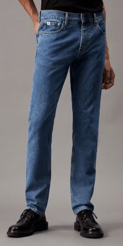 Calvin Klein Mens Authentic Straight Stone Mid Blue Jeans