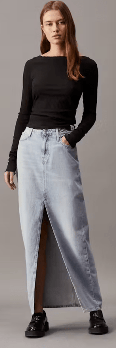 Calvin Klein Womens Denim Maxi Skirt Jeans