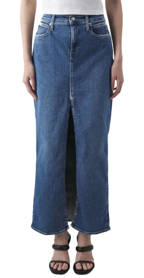 Calvin Klein Womens High Rise Midi Skirt Jeans