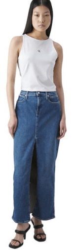 Calvin Klein Womens High Rise Midi Skirt Jeans