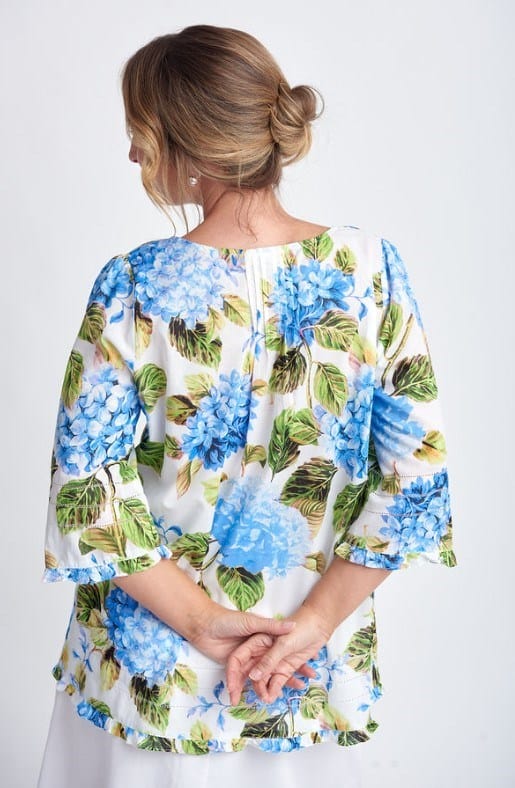 Load image into Gallery viewer, Goondiwindi Cotton Womens Trapeze Hydrangea Print Top
