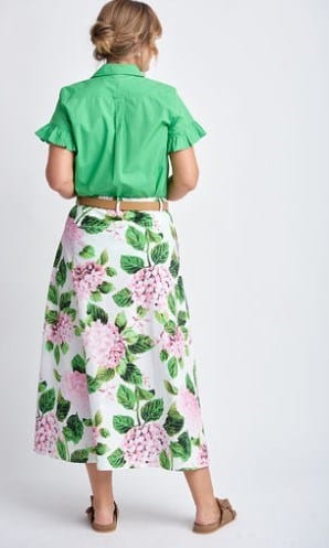 Load image into Gallery viewer, Goondiwindi Cotton Hydrangea Print Skirt
