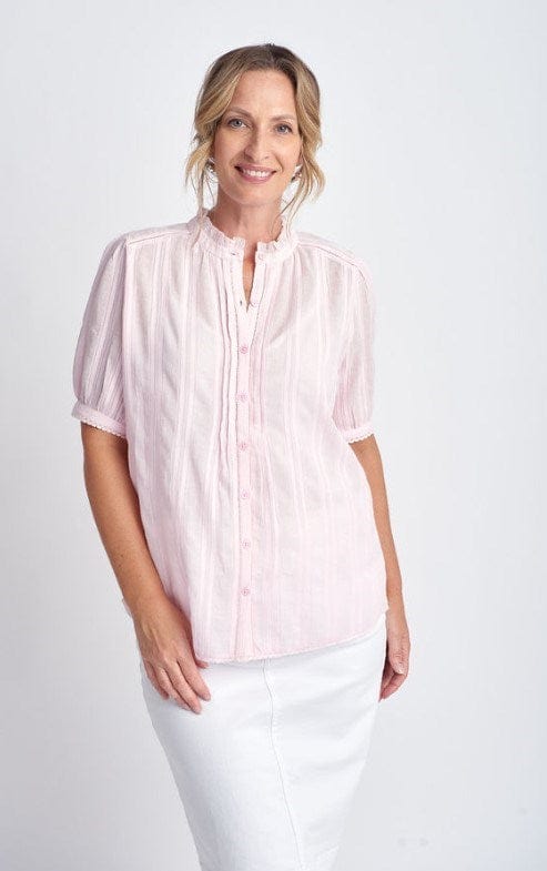 Goondiwindi Cotton Womens Short Sleeve Shirt Lace Trim