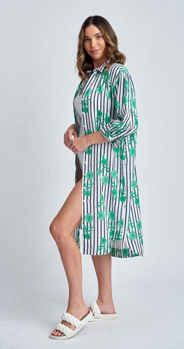 Goondiwindi Cotton Womens Aqua Stripe Print Relaxed