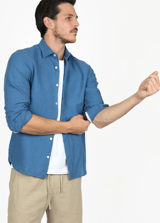 Load image into Gallery viewer, James Harper Mens French Blue Long Sleeve Shirt
