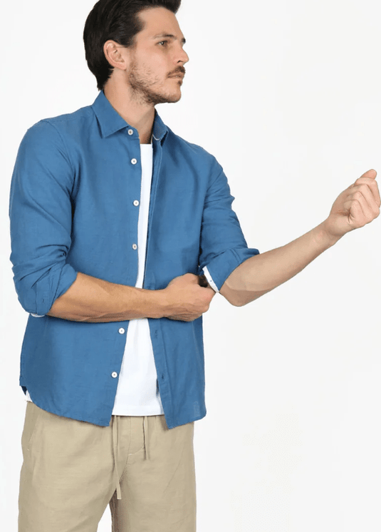 James Harper Mens French Blue Long Sleeve Shirt