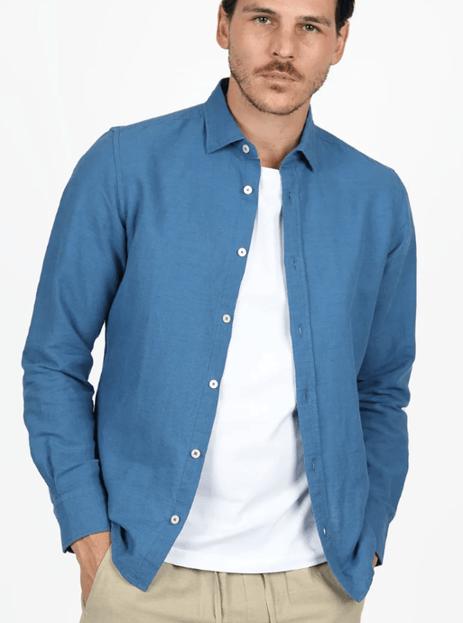 James Harper Mens French Blue Long Sleeve Shirt