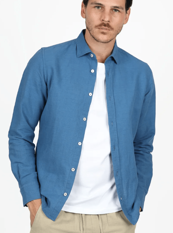 Load image into Gallery viewer, James Harper Mens French Blue Long Sleeve Shirt
