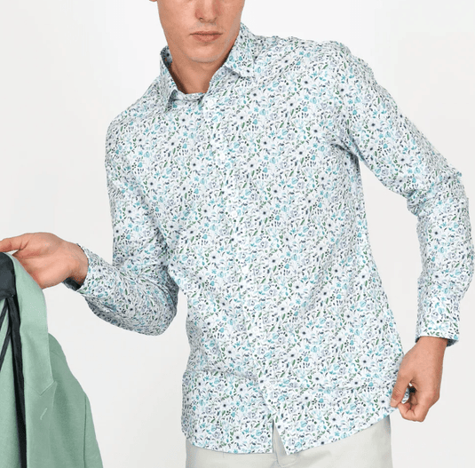 James Harper Mens Floral Long Sleeve Shirt