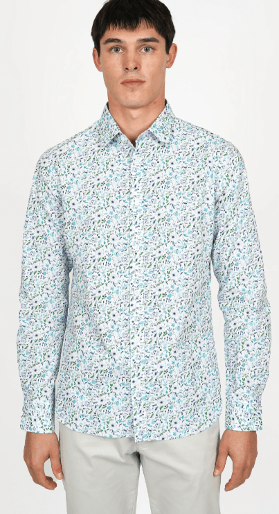 James Harper Mens Floral Long Sleeve Shirt