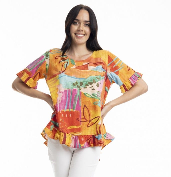 Load image into Gallery viewer, Orientique Womens Kiwayu Frill Top
