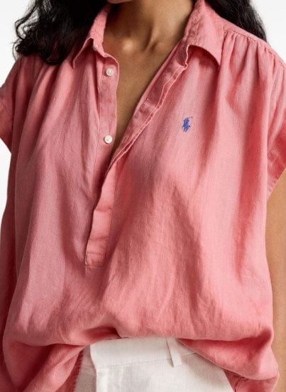 Ralph Lauren Womens Linen Popover Sleeveless Shirt