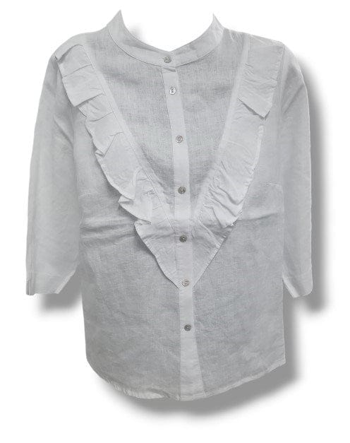 Load image into Gallery viewer, See Saw Womens Linen Ruffle Trim Shirt
