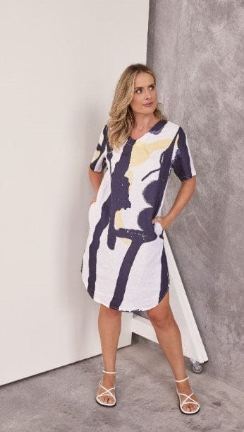 Load image into Gallery viewer, See Saw Womens Linen Soft V Neck Dress
