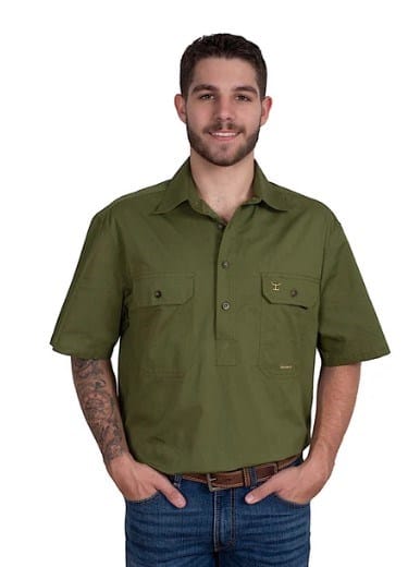 Load image into Gallery viewer, Just Country Adam Half Button Short Sleeve Shirt
