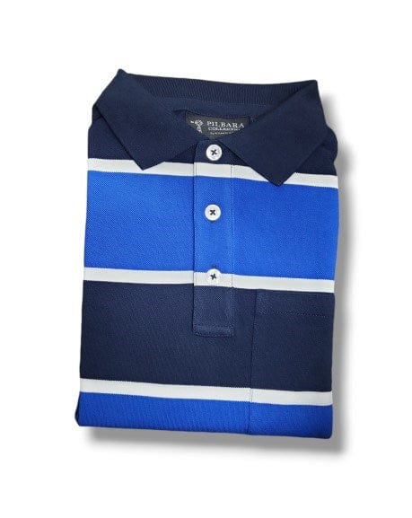 Load image into Gallery viewer, Pilbara Mens Striped Pocket Polo
