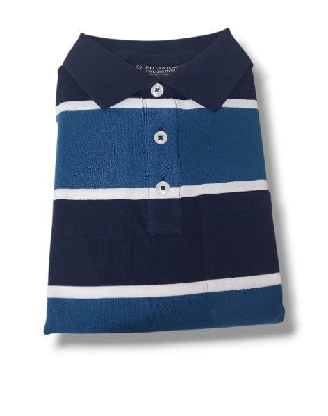 Load image into Gallery viewer, Pilbara Mens Striped Pocket Polo
