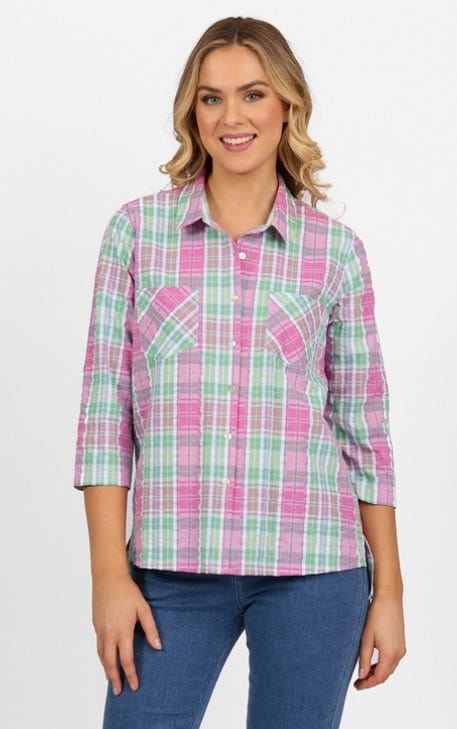 Load image into Gallery viewer, Vassalli Womens Button Front Shirt With Tab Sleeve
