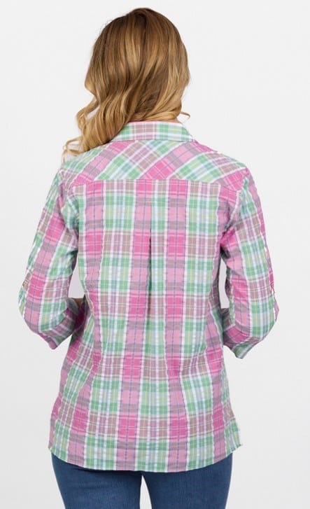 Load image into Gallery viewer, Vassalli Womens Button Front Shirt With Tab Sleeve
