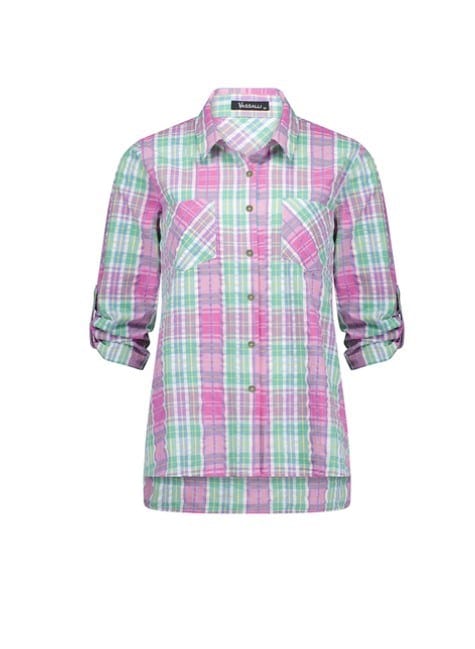 Load image into Gallery viewer, Vassalli Womens Button Front Shirt With Tab Sleeve
