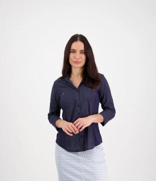 Load image into Gallery viewer, Vassalli Womens Plain Button Up Shirt With Rib Panels
