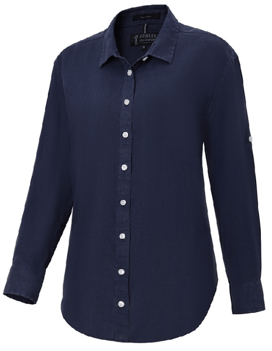 Pilbara Collection Womens Florence Classic Linen Shirt - Navy