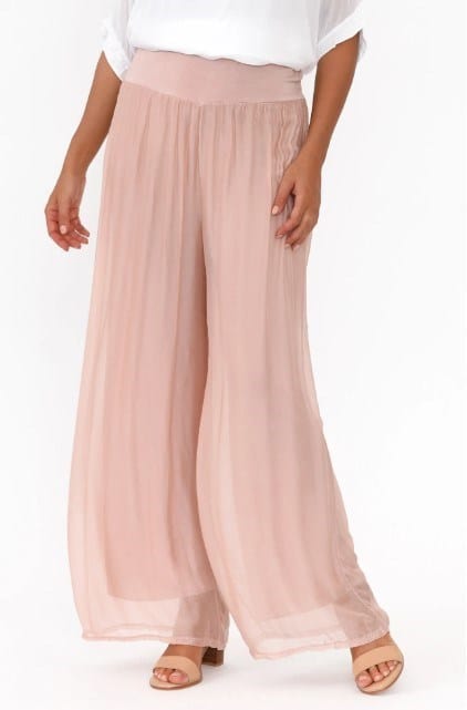 La Strada Womens Laurier Blush Silk Wide Leg