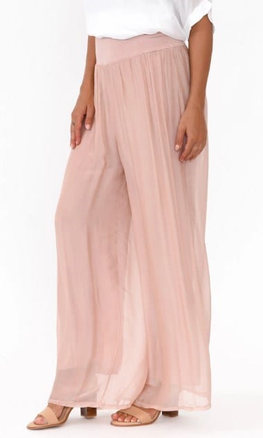 La Strada Womens Laurier Blush Silk Wide Leg