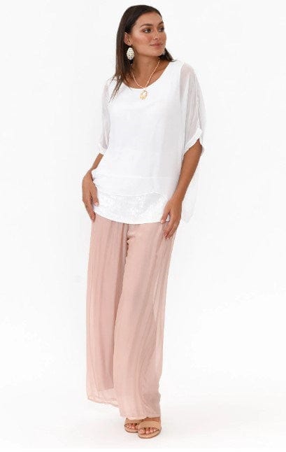 La Strada Womens Laurier Blush Silk Wide Leg