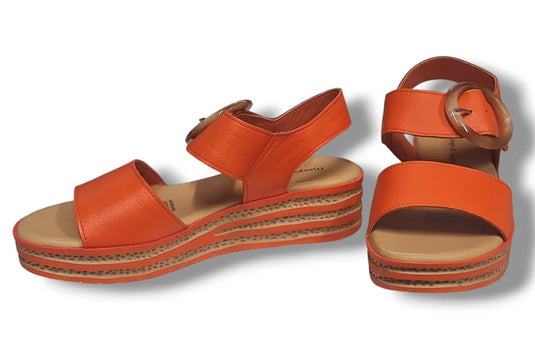 Django & Juliette Womens New Orange Colour Cubbie Dj Leather Sandal Shoes