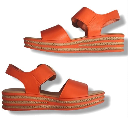 Django & Juliette Womens New Orange Colour Cubbie Dj Leather Sandal Shoes