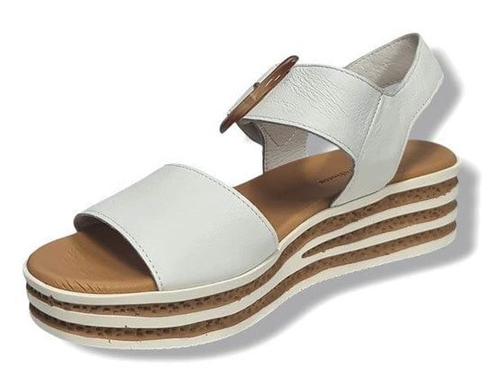 Django & Juliette Womens Cubbie Sandal - White Leather Shoes