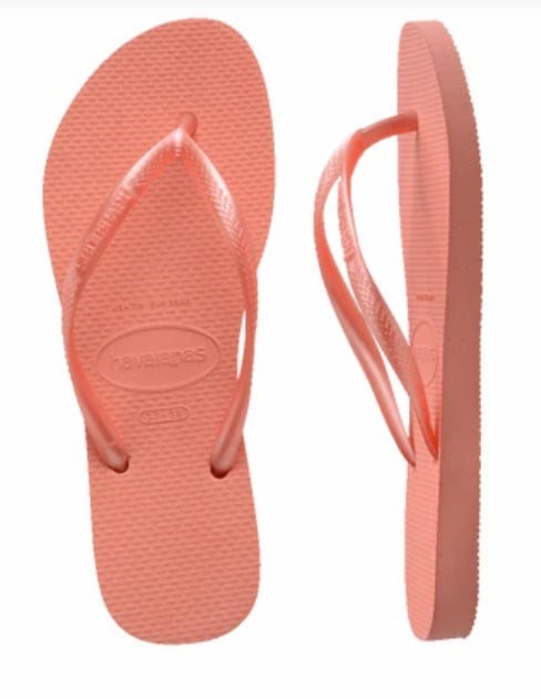 Load image into Gallery viewer, Havaianas Kids Slim Metalic Peach Rose Thongs
