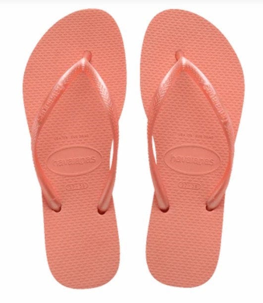 Load image into Gallery viewer, Havaianas Kids Slim Metalic Peach Rose Thongs
