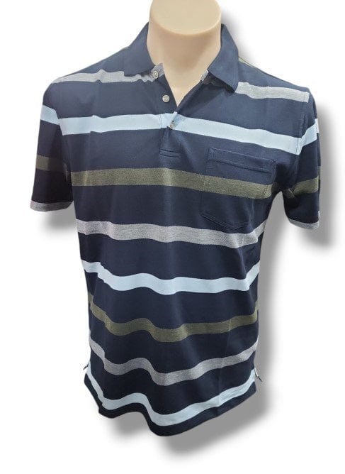 Load image into Gallery viewer, Blue Horizon Mens Striped Polo
