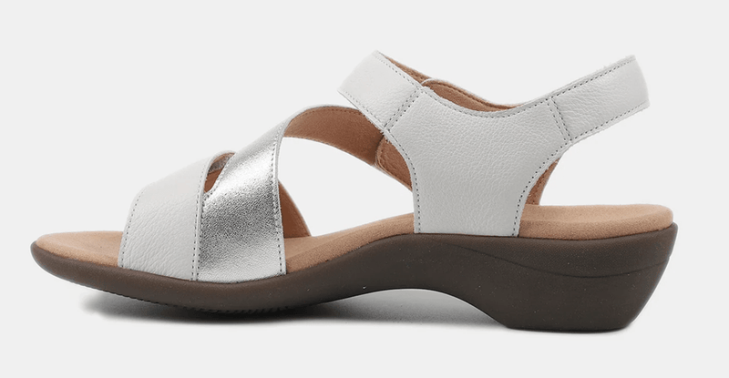 Load image into Gallery viewer, Hush Puppies Womens Awesome White Silver Sandals
