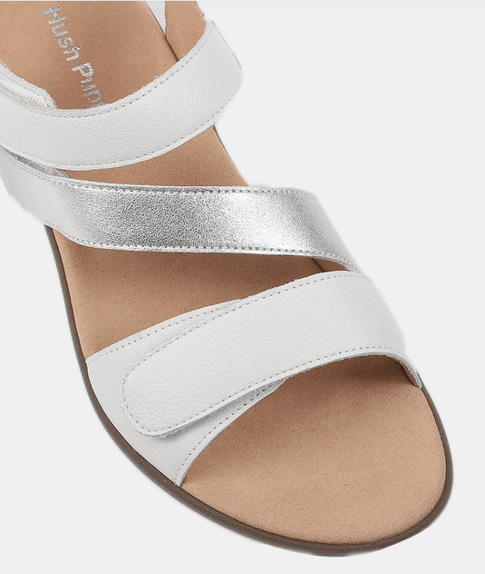 Hush Puppies Womens Awesome White Silver Sandals