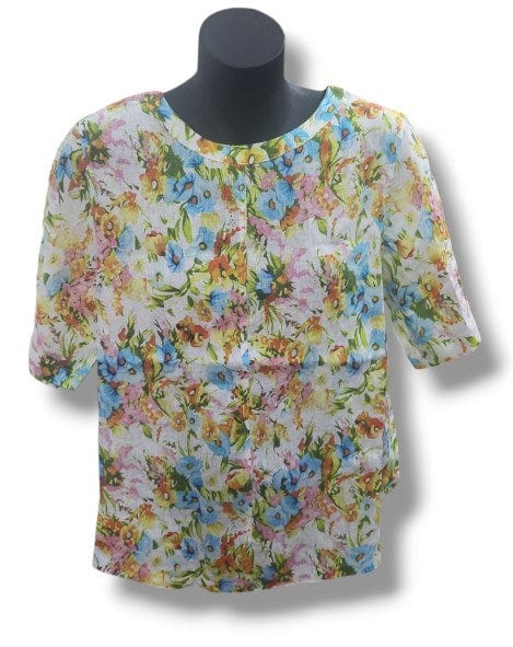 Corfu Womens Linen Printed Happy Valley Top