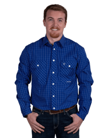 Load image into Gallery viewer, Just Country Mens Austin Full Button Print Workshirt - Cobalt Check
