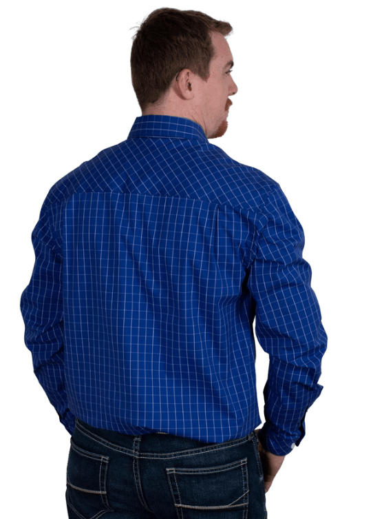 Load image into Gallery viewer, Just Country Mens Austin Full Button Print Workshirt - Cobalt Check
