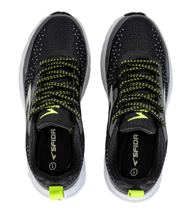 Load image into Gallery viewer, Sfida Boys Lace Up Runner Black/lime Shoes
