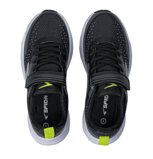 Sfida Kids Vario Boys Runners - Black/Lime V Strap Shoes