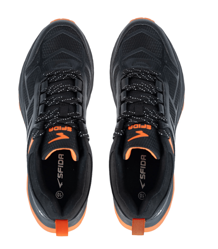 Load image into Gallery viewer, Sfida Mens Alpine Trail Black/Orange Runner Shoes
