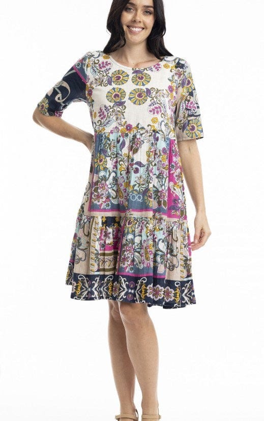 Load image into Gallery viewer, Orientique Womens Sotavento Layered Dress with round Neckline
