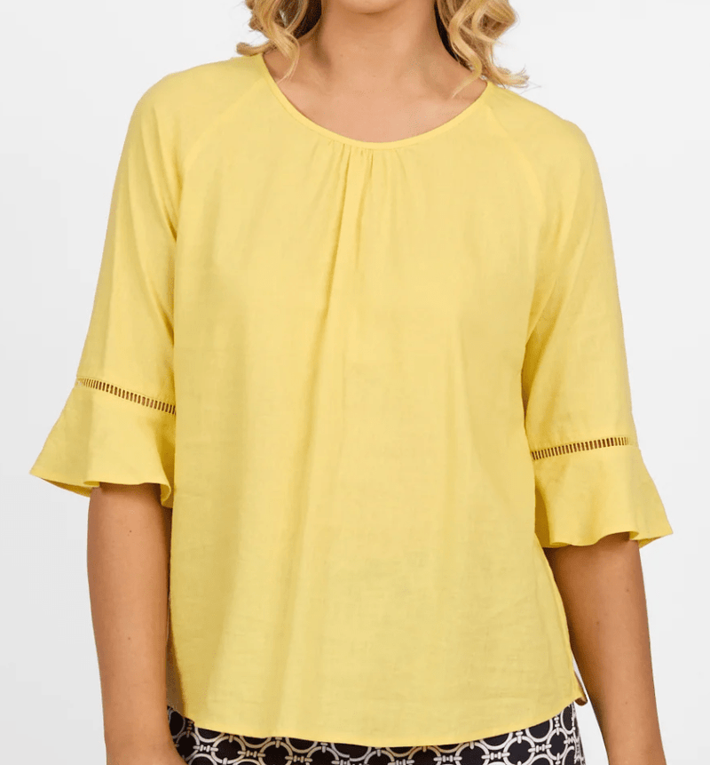 Load image into Gallery viewer, Vassalli Womens Round Neck Top with Elbow Length Frill Sleeve Tops
