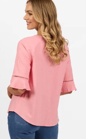 Load image into Gallery viewer, Vassalli Womens Round Neck Top with Elbow Length Frill Sleeve Tops
