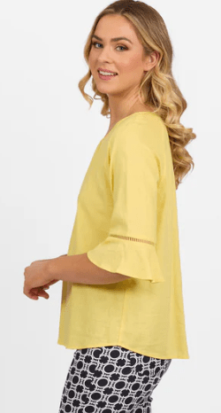 Load image into Gallery viewer, Vassalli Womens Round Neck Top with Elbow Length Frill Sleeve Tops
