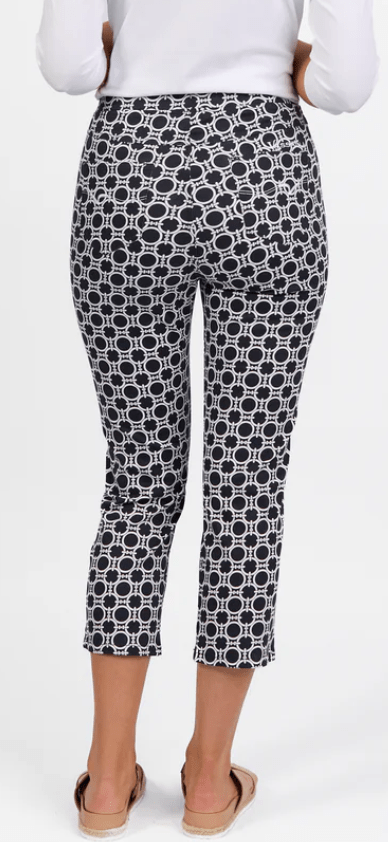 Load image into Gallery viewer, Vassalli Womens Printed Slim Leg 7/8 Length Lightweight Pull On Pant
