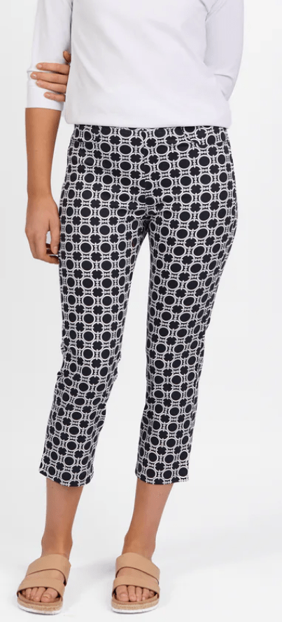 Load image into Gallery viewer, Vassalli Womens Printed Slim Leg 7/8 Length Lightweight Pull On Pant
